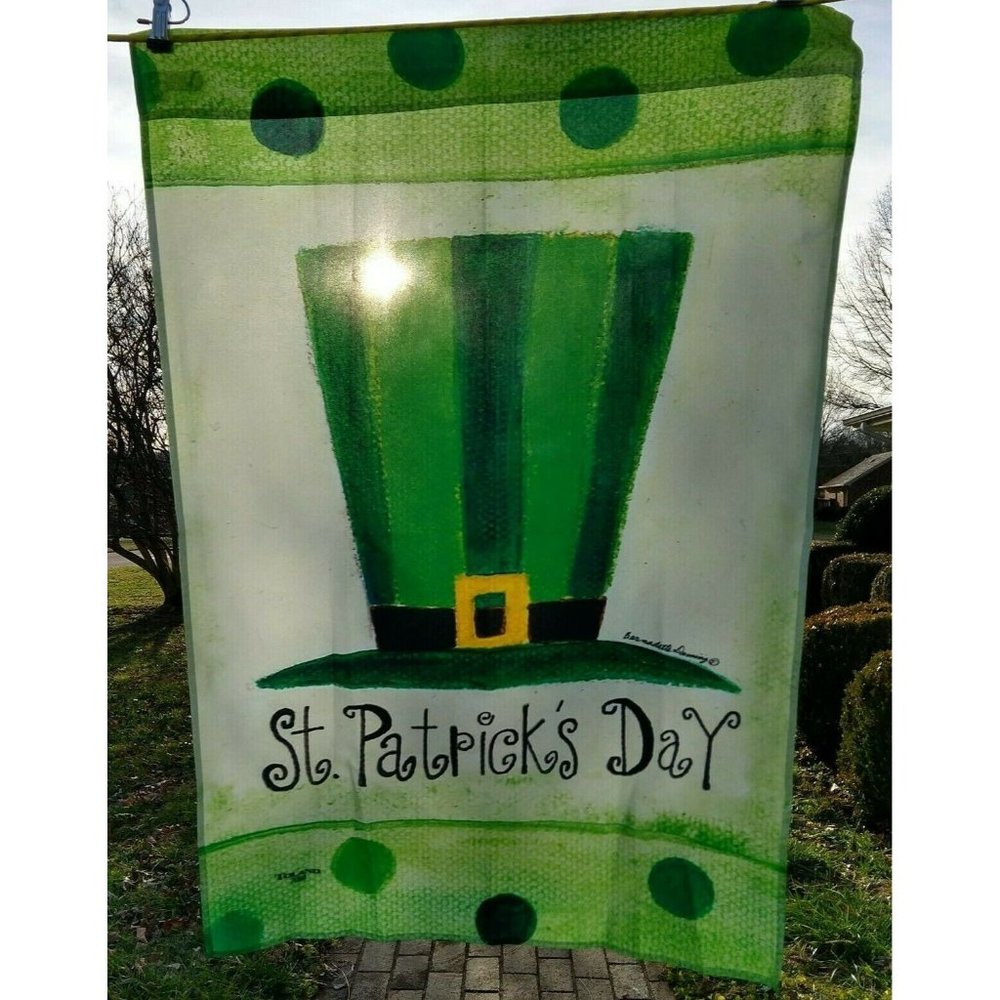 Saint Patrick's Day House Flag Garden Banner 28 By 39 In Green White